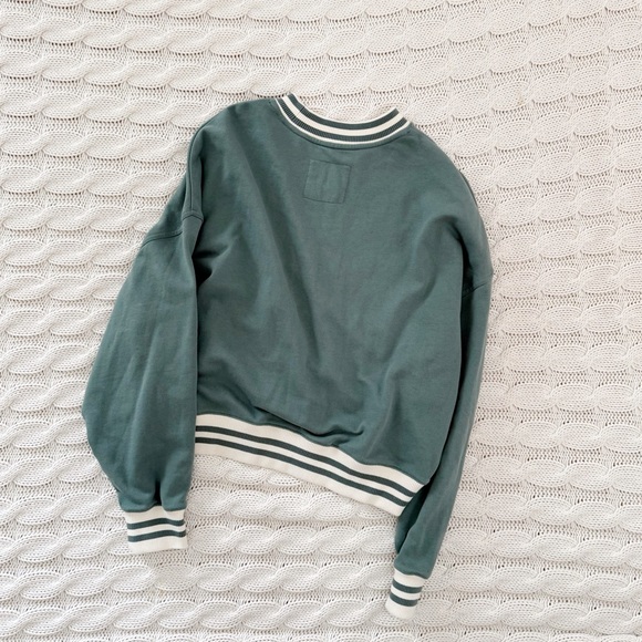 The Normal Brand Cole Terry Varsity Crewneck Pine sweater - Picture 3 of 4